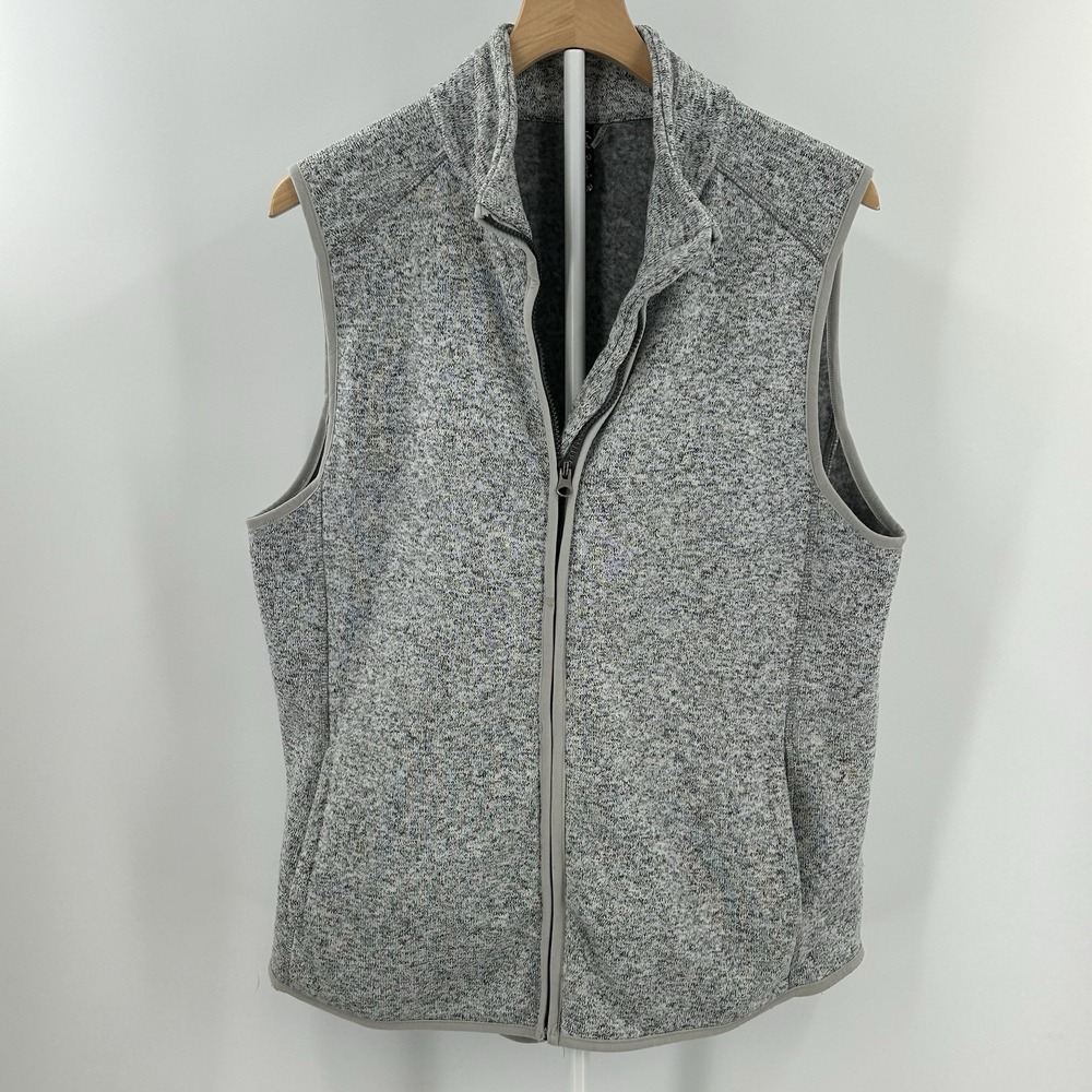 North River Gray Marled Fleece Vest Womens XL Zip Up Lightweight Cozy Layer